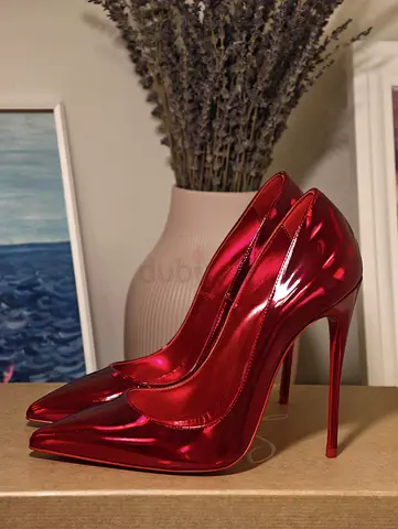 Authentic Christian Louboutin Red Metallic Heels – Size 36.5