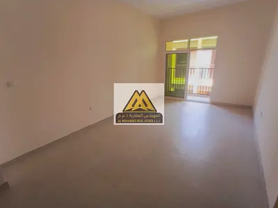 For rent: 1-bedroom apartment with living room in Al Mowaihat 3, Ajman. First tenant, balcony, 2 bathrooms, central AC, spacious layout, prime locatio