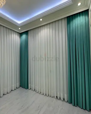Teal Green Floor-to-Ceiling Curtains with White Sheer - Ready to Install