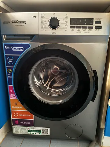 Super General 6kg Front Load Washing Machine - 1000 RPM, Silver