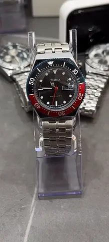 Timex Mens Automatic Stainless Steel Watch with Pepsi Bezel