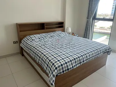 Queen wooden bed frame with headboard storage - good condition