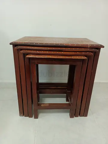 Set of 4 Wooden Nesting Side Tables - Dark Brown