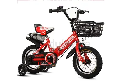 Kids 12 Red Bicycle with Training Wheels, Basket  Rear Seat - Good Condition