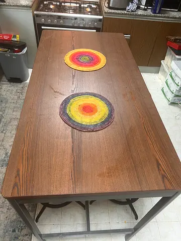 Dining table with high chairs