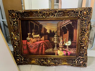 Ornate Framed Vintage-Style Still Life Painting