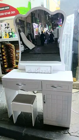 White Dressing Table with Mirror and Stool - Good Condition