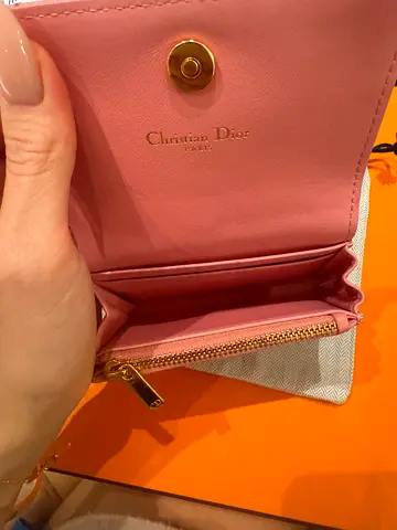 Christian Dior small pink leather wallet - compact card  coin purse