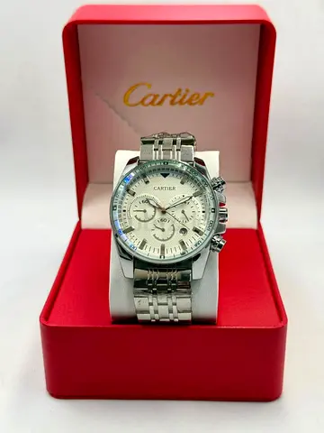 Cartier Stainless Steel Chronograph Watch with Box