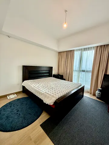 Bedroom Set - King Bed (180×200), Mattress, 2 Side Tables, Mirror - Solid Dark Wood