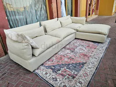 L-Shaped marina home feather filled sofa
