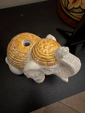 Small Decorative Ceramic Elephant Statue - White  Gold