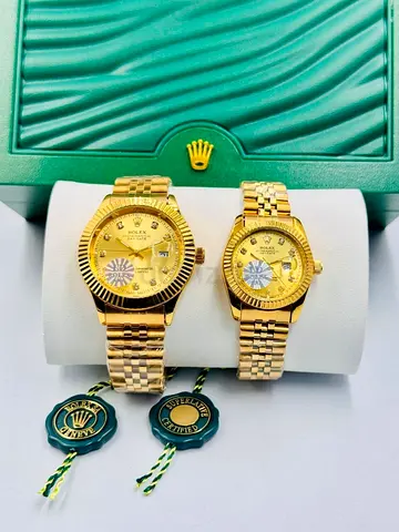 Pair of Gold-tone Rolex-style His  Hers Watches – Working Condition