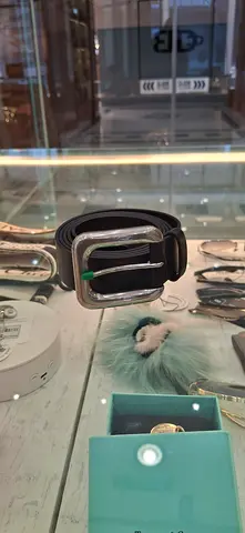 Classic Black Leather Belt with Silver Buckle