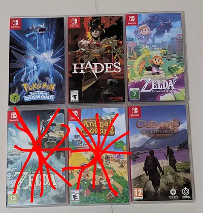 Set of 6 Nintendo Switch Games — Pokemon Brilliant Diamond, Hades, Zelda, More