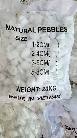 Bag of Natural White Decorative Pebbles - Various Sizes, 20kg