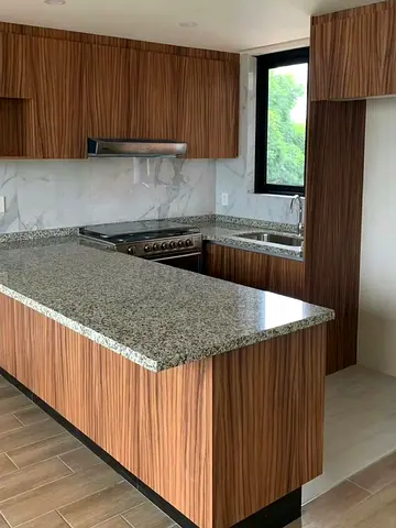 Custom Modern Kitchen Island with Waterfall Stone Finish and marble or porcelain Design