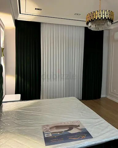 Dark Green Blackout Curtains with Sheer White Liner - Set for Double Window