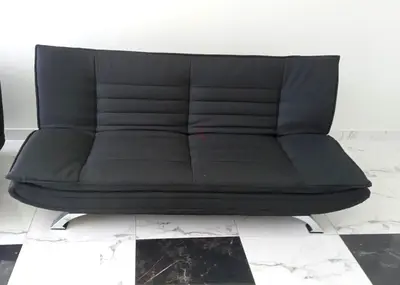 Sleek Black Sofa Bed with Chrome Legs , 2 units