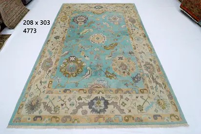 3x2 Oushak afghan Large Turquoise Floral Pattern Rug 208x303cm office carpet living bedroom kids rug