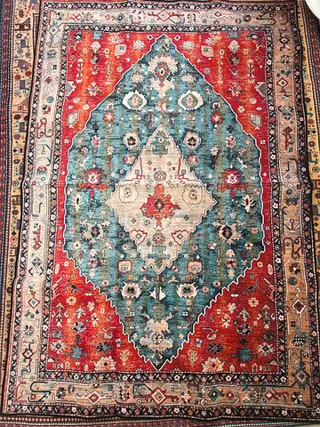- Red, Teal  Ivory, 2.5m x 1.6m (approx.)