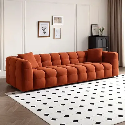 Modern Terracotta Tufted Sofa