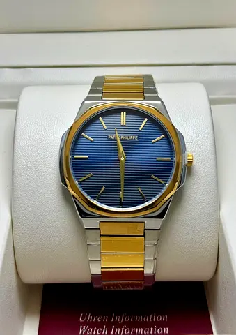 Two-tone Steel  Gold Mens Wristwatch with Blue Dial