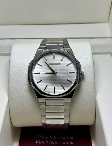 Patek Philippe-style Stainless Steel Mens Watch — Silver Dial