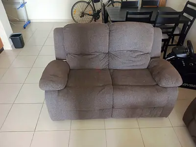 Used 2-Seater Reclining Sofa Couch - Brown Fabric