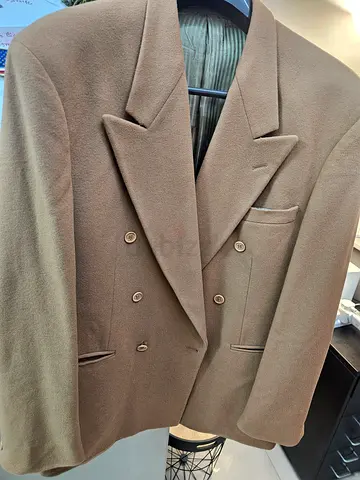 Mens double-breasted brown wool blazer / coat - excellent condition