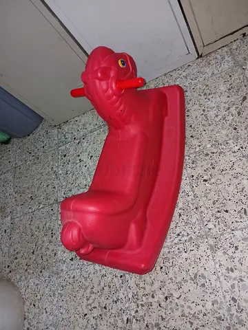 Red Plastic Rocking Horse for Toddlers - Good Condition