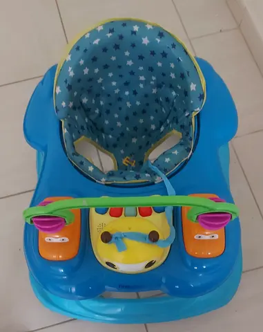 Blue baby walker with removable toy tray — Almost like new