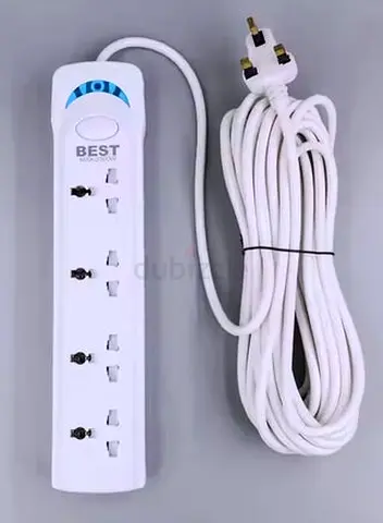 BEST 5-Socket Power Strip with 5m Cable and UK Plug (White)