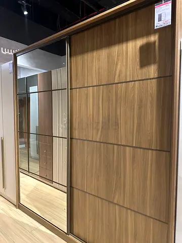 Large Sliding Wardrobe with Mirror – Wood Finish
