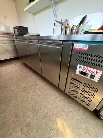 Stainless Steel Commercial Package Undercounter Refrigerated Prep Table - 4 doors x 2 + 3 doors x 1