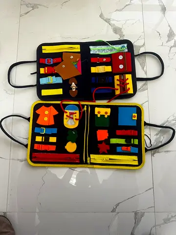 Handmade Busy Board Set - 2 Portable Activity Boards for Toddlers