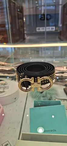 Salvatore Ferragamo Studded Gancini Leather Belt