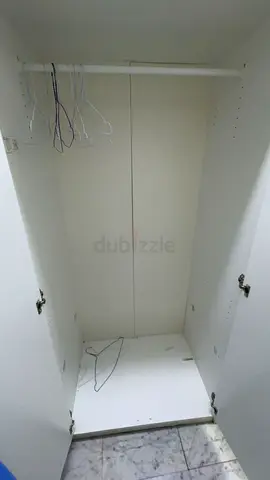 White Two Door Wardrobe with Hanging Rod