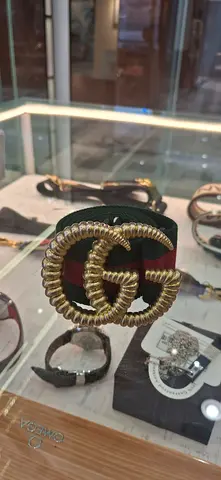 Gucci Web Belt with Textured Double G Buckle