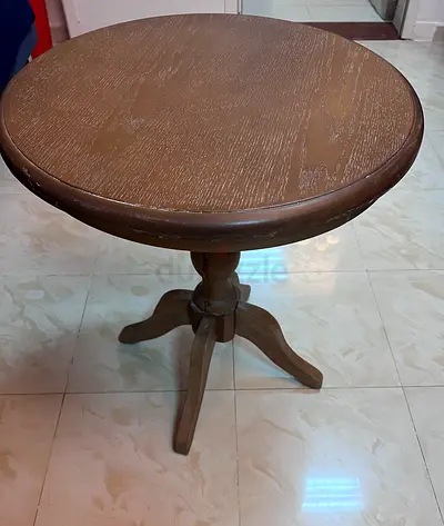 Round Wooden Pedestal Side Table