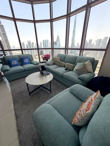 Light teal 6-piece corner sofa set — good condition - Genuine buyers only