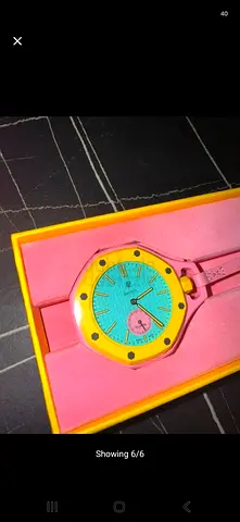 Colorful Unisex Silicone Wristwatch - Yellow Case, Turquoise Dial, Pink Strap