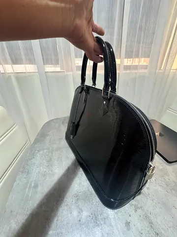 Louis Vuitton Black Patent Leather Structured Handbag - Good Used Condition