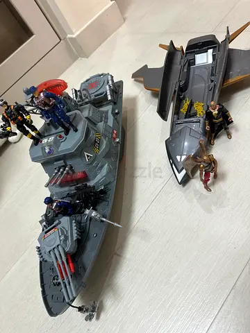 Military Battle Ship and Aircraft Playset with Action Figures - Used
