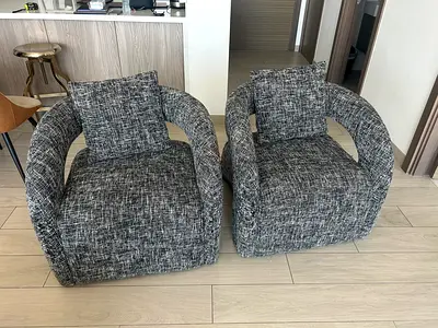 Grey Fabric Lounge Chair 2x