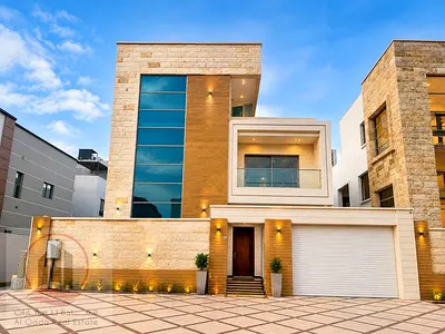 For rent , a villa in Ajman Al Yasmeen, 5 master rooms, a Majles room, a hall, maid room,