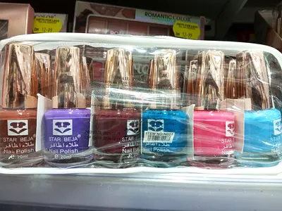 Set of 6 Star Beja Nail Polishes in Clear Zip Pouch - Assorted Colors