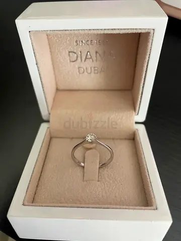Solitaire Diamond Engagement Ring in White Gold - Diana Dubai