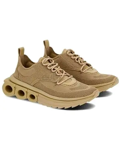 Beige/Tan Chunky Sole Sneakers — Lightweight Casual Trainers (Used)