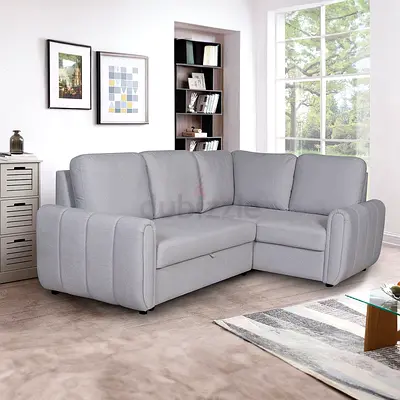 4 seater light gray corner sofa bed